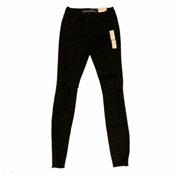Universal Thread Black Distressed Slim Sculpting Mid Rise Jeans Size 24 New - Picture 1 of 9